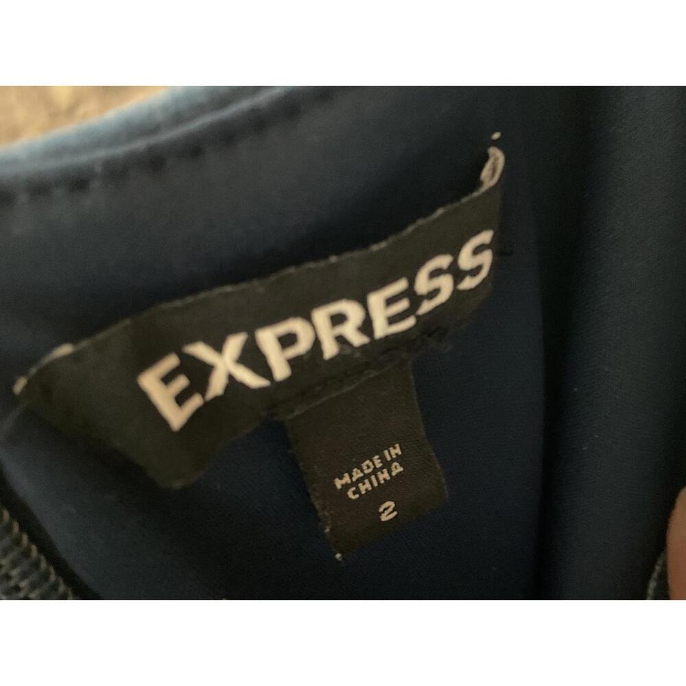 < Express Blue Velvet Mini Dress Size 2 > - Picture 3 of 6